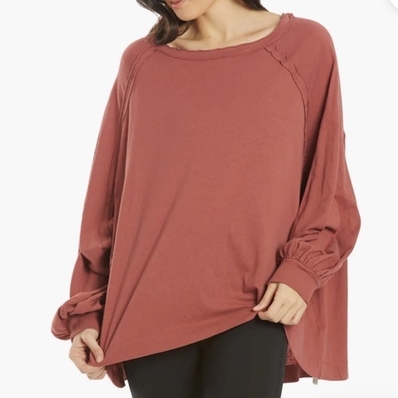 ❤️ Free People She’s Everything T Shirt Top Oversized Boho Bubble Sleeve - Picture 1 of 6